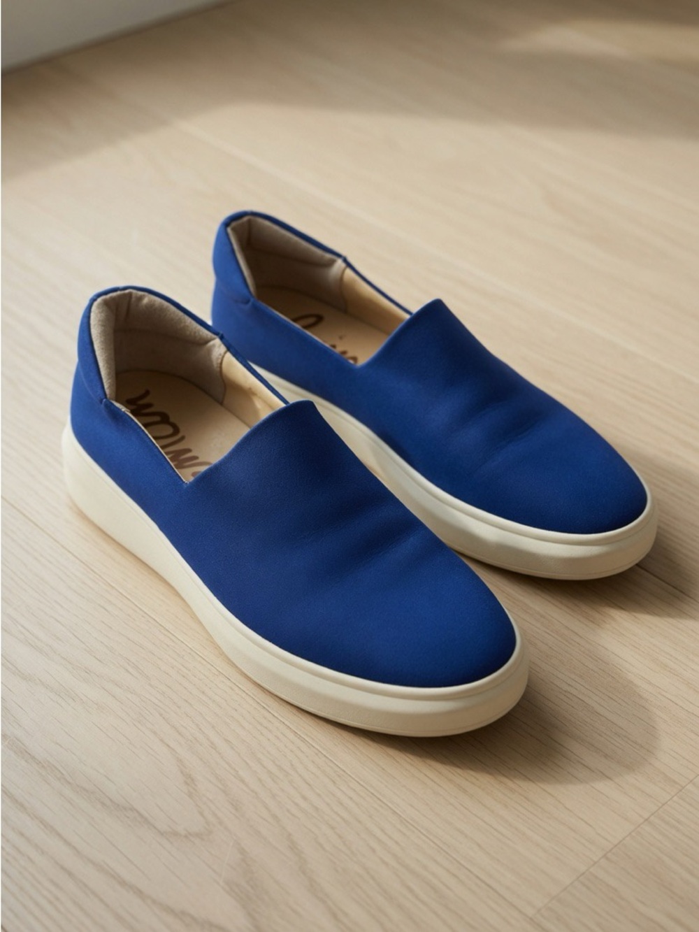 Sam Edelman Blue and Cream Slip-On Loafers